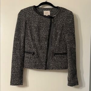 LOFT Gray Tweed Blazer with Structured Shoulders